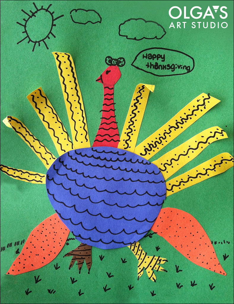 Thanksgiving turkey paper collage