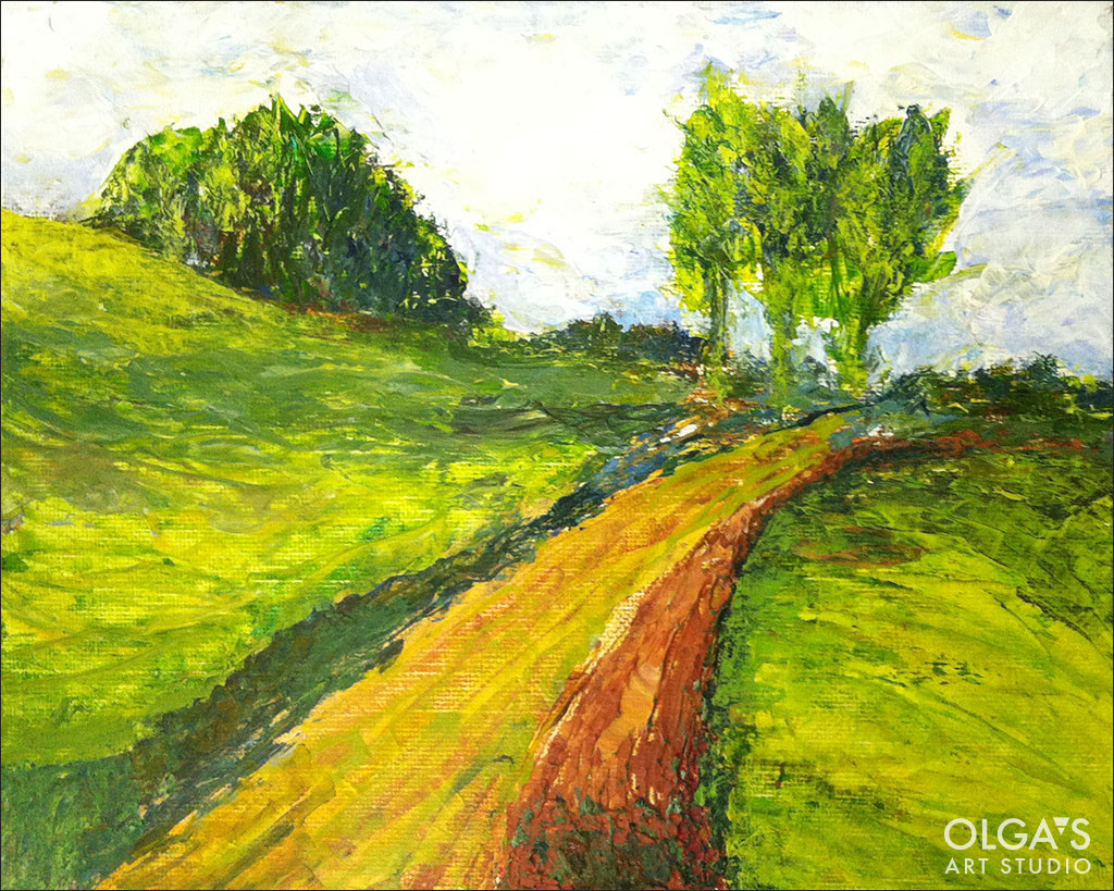 color study for landscape in acrylics